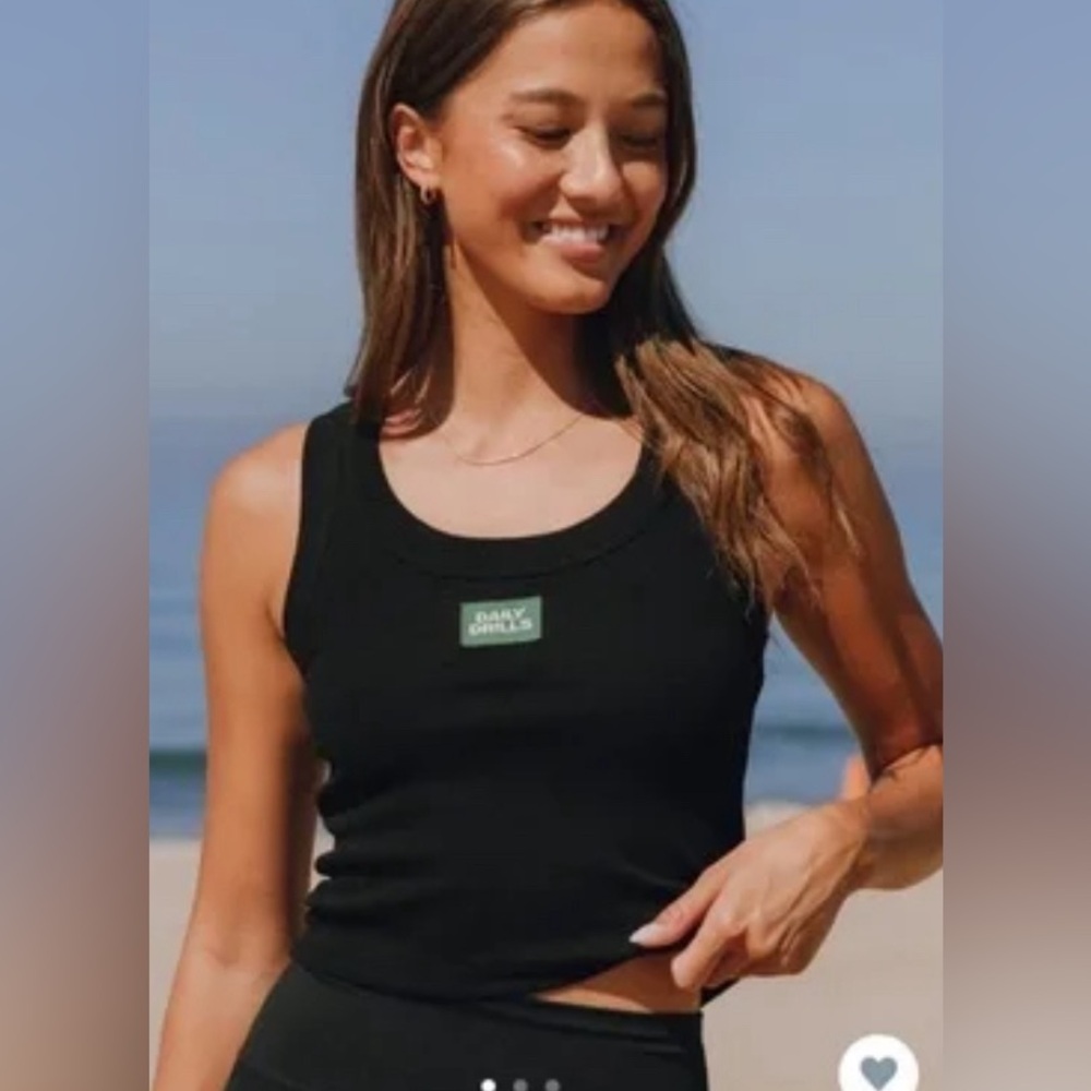 Black Daily Drills Logo Ribbed Tank XS/S